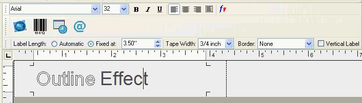 To add an outline effect to your text with a fill pattern 1 Highlight the text on your label to which you wish to apply an outline effect. 2 Select Font from the Format menu.