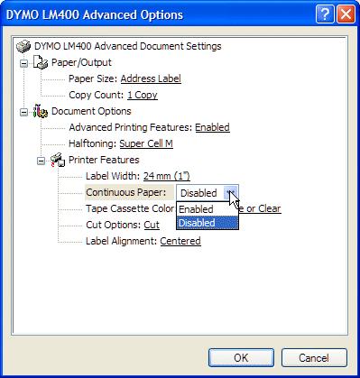 Using the Tape Editor The Advanced Options dialog box appears.