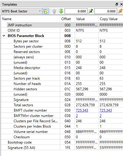 Figure 42: KillDisk's built-in disk viewer with the MBR template To make it easier to navigate the Hex Editor