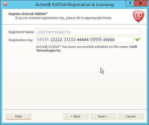 KillDisk overview 9 Figure 3: Completed registration You now have access to the full features of the application.