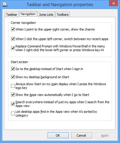 Configure Win 8.1 Desktop 2-2 Several new User options are now available in Win 8.1 Win 8.1 restores the Start Menu, but with limited functionality vs. Win 7.