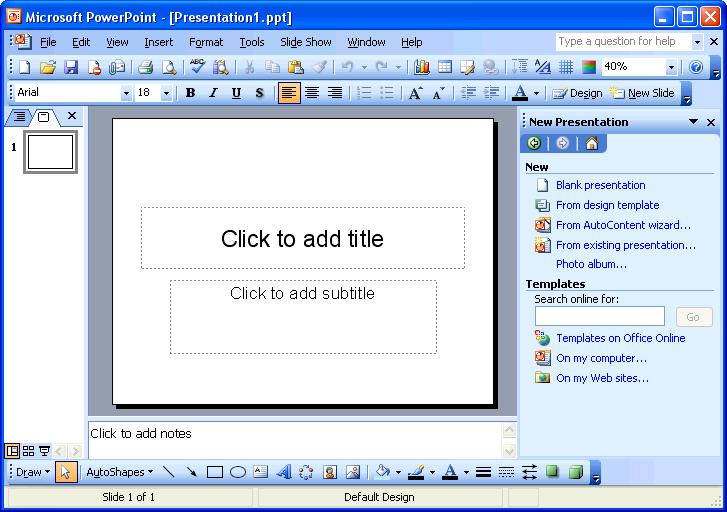 16 Microsoft PowerPoint 2003 Lesson 1-3: Understanding the PowerPoint Program Screen Figure 1-5 Outline tab Slides tab Title bar Menu bar Standard toolbar Formatting toolbar Elements of the