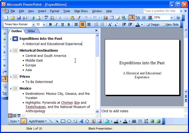 54 Microsoft PowerPoint 2003 Lesson 2-3: Editing Text Figure 2-5 Use the keyboard or the mouse to move the insertion point in a presentation.