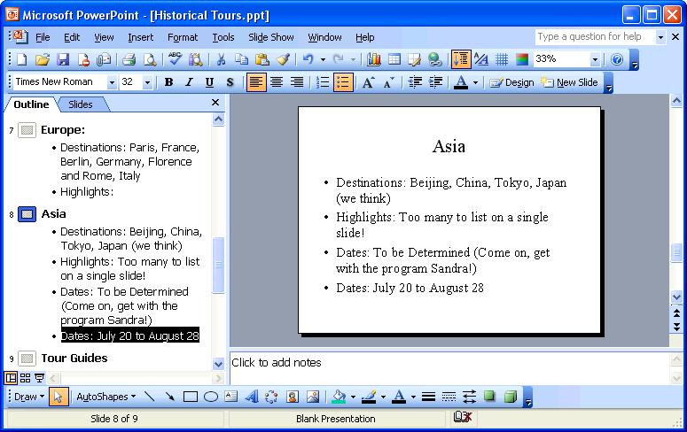 58 Microsoft PowerPoint 2003 Lesson 2-5: Cutting, Copying, and Pasting Text Figure 2-8 The steps involved in cutting and pasting text. 1.