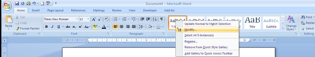Paragraph Formatting MS Word for Font and Size Default Font Size for Micrsoft if
