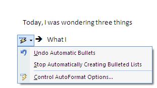 Automatic Formatting Can be convenient and annoying Whenever you are typing and Word thinks there is a possibility of automatic formatting it will turn it on Type -> Or - Or 2 nd (then hit the space