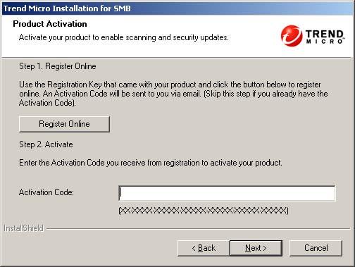 Installing Client Server Security FIGURE 3-1. Product Activation Screen 4. If your product is not yet registered, click Register Online.