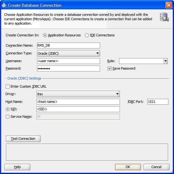 Creating Model Layer Objects Figure 2 5 Create Database Connection Window 5.