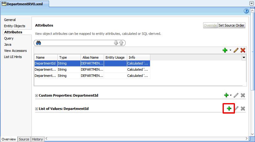 Creating Model Layer Objects Figure 2 10 DepartmentRVO.xml Configuration Tab Attributes Page 2.