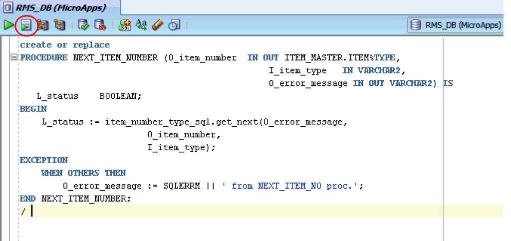 Figure 2 45 SQL Worksheet with the Run Script Option 5. Click Run Script (or press the F5 key).