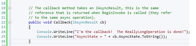 Take note of the parameter list for Callback and return type.