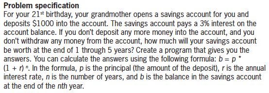 The Savings Calculator Program (cont d.