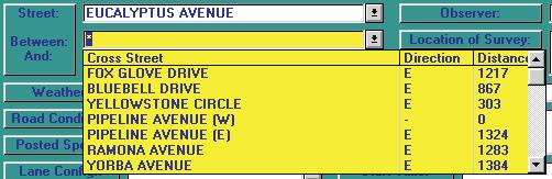 Note Keep in mind that if you do not have the Traffic Collision Database, the street names will not appear in the drop-down menus.