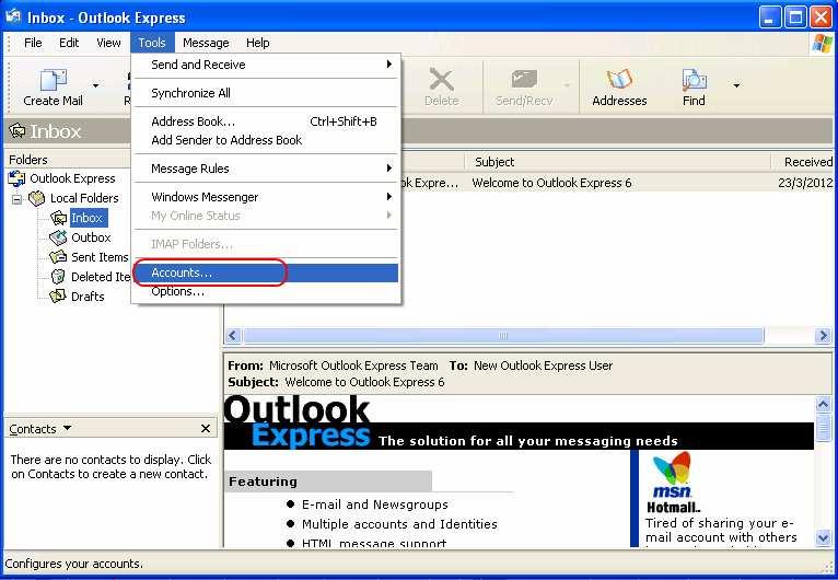 POP3/SMTP protocol setup: Please follow the steps below for setting up your Outlook Express in POP3/SMTP protocol: (Below example use v6.