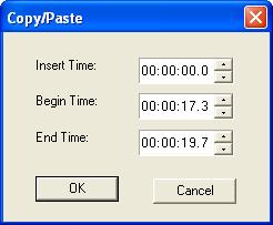 Chapter 10: Cutting, Copying, and Pasting Recorded Data 6 Edit information about the insert time, begin time, and end time. 7 Click OK.