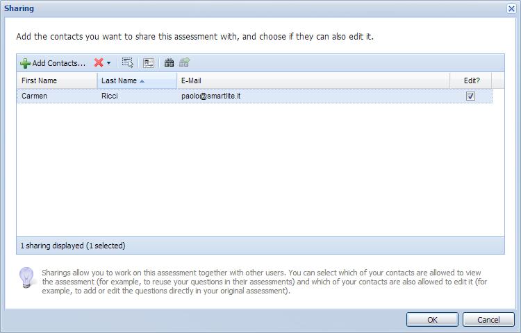 Choose Yes, I will work with other users on this assessment and click Select.