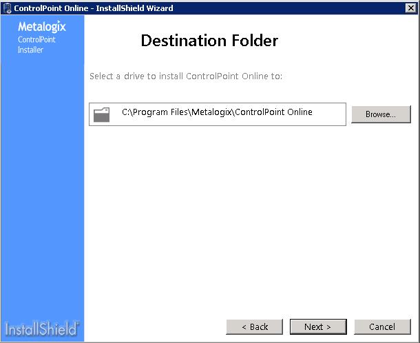 4 Click [Next] to display the Destination Folder dialog.