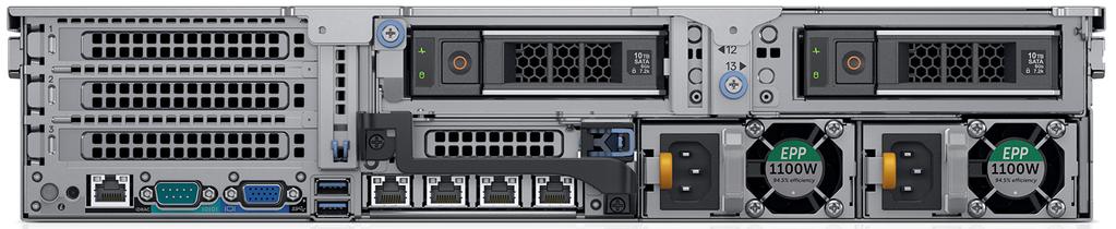 R740 Rear view - with 4x PCIe slots available with riser 2 and riser 3 blanks R740xd R740xd Rear view - with 2 x 3.
