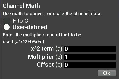 Channel Math Channel Math can be used to perform unit conversion on any gauge. The default value is 1 and this should be used if no conversion is desired. Any unused value may remain zero.