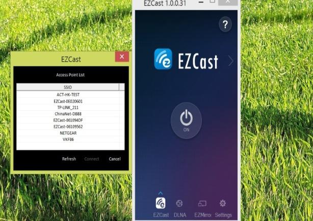 After the connection is successful, press ON button for Wi Fi EZCast/DLNA/EZMirror you can cast videos, movies, TV shows, present the Office(Word,Excel,Powerpoint),PDF,