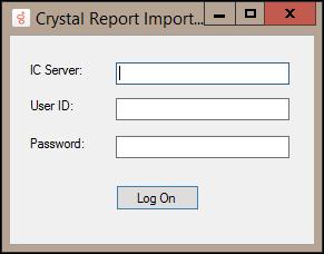Run the Crystal Reports Import Utility 1. Run the CrystalReportImportUtility.exe file.