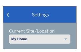 On the Settings screen, if you have access to more than one site, all of the sites you can access