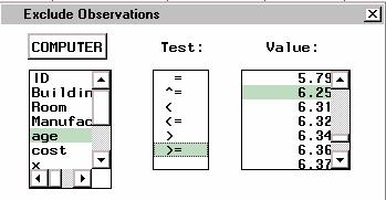 Observations The row headings in a data window give information on each observation, including the observation states and observation number.