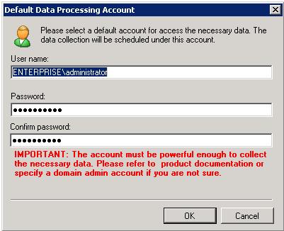 This account will be used by NetWrix Password Expiration Notifier for data collection and reports generation: Figure 5: Default Data Processing Account When selecting the account, remember that it