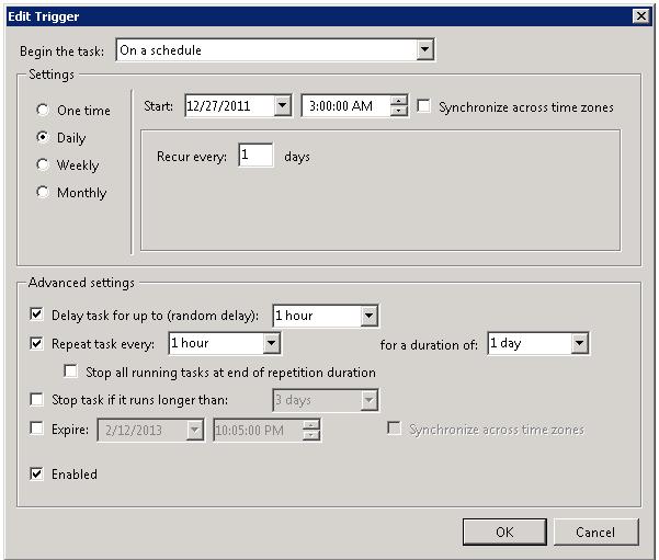 Figure 30: Edit Trigger Procedure 6. To edit scheduled task in Windows 2003 8.