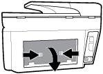 Open the duplex door (above where the tray was), by holding the center and pulling it towards you. 3. Remove any jammed paper. 4.
