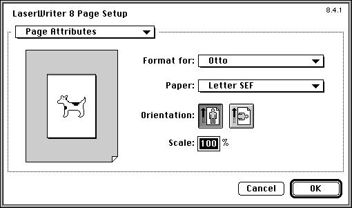 Printing with the Adobe or LaserWriter 8 Driver This section describes how to choose Page Setup and Print options when you print using the Adobe or LaserWriter 8printer driver.