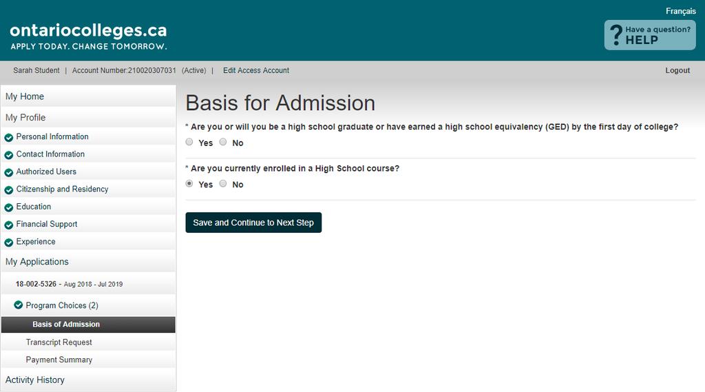 Basis for Admission Review and answer both questions.