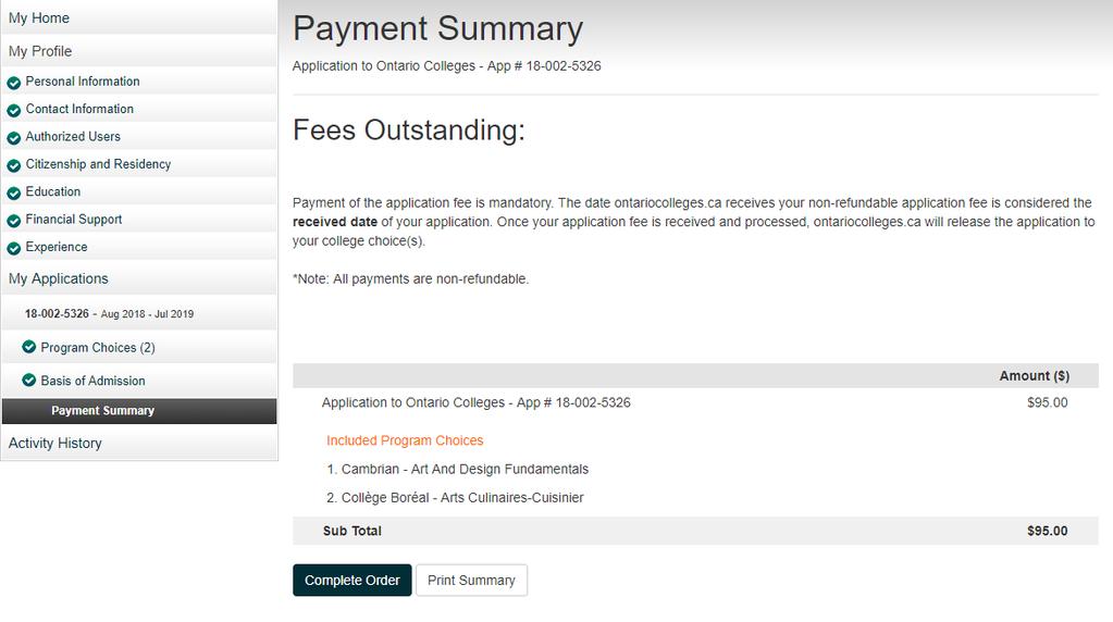 Payment Summary Review your fees.