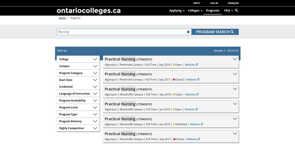 Search for Programs Refine Your Search Go to ontariocolleges.