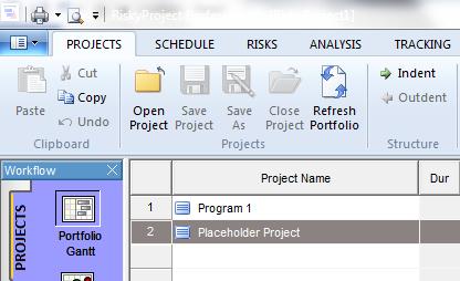 Creating a Portfolio Hierarchy By default, RiskyProject Enterprise will add all projects in your database to the Project Portfolio.