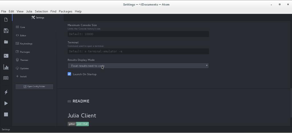 5.4 Julia Commands in the Command Palette The Command Palette provides access to all Julia-related commands available for use from within the Atom IDE.