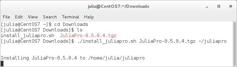2.tgz file, and the second being the directory into which you wish to install JuliaPro.