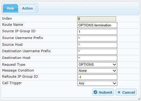 Microsoft Lync & TWC SIP Trunk Figure 4-36: Configuring IP-to-IP Routing Rule for Terminating SIP OPTIONS from LAN Rule Tab 5.
