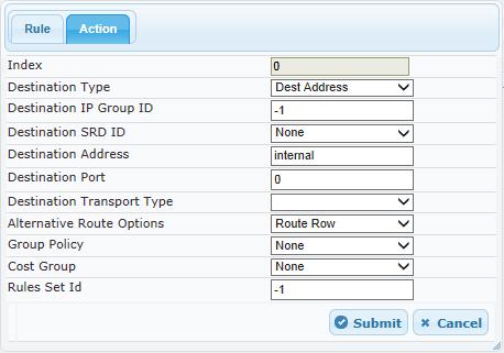 Figure 4-37: Configuring IP-to-IP Routing Rule for Terminating SIP OPTIONS from LAN Action Tab 6.