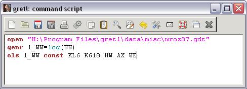 easiest way used to do Monte Carlo simulations in gretl. Start by opening a new command script from the file menu.
