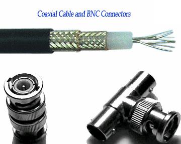 Coaxial cables Central conductor and return/shield conductor share a central axis (in cross section)