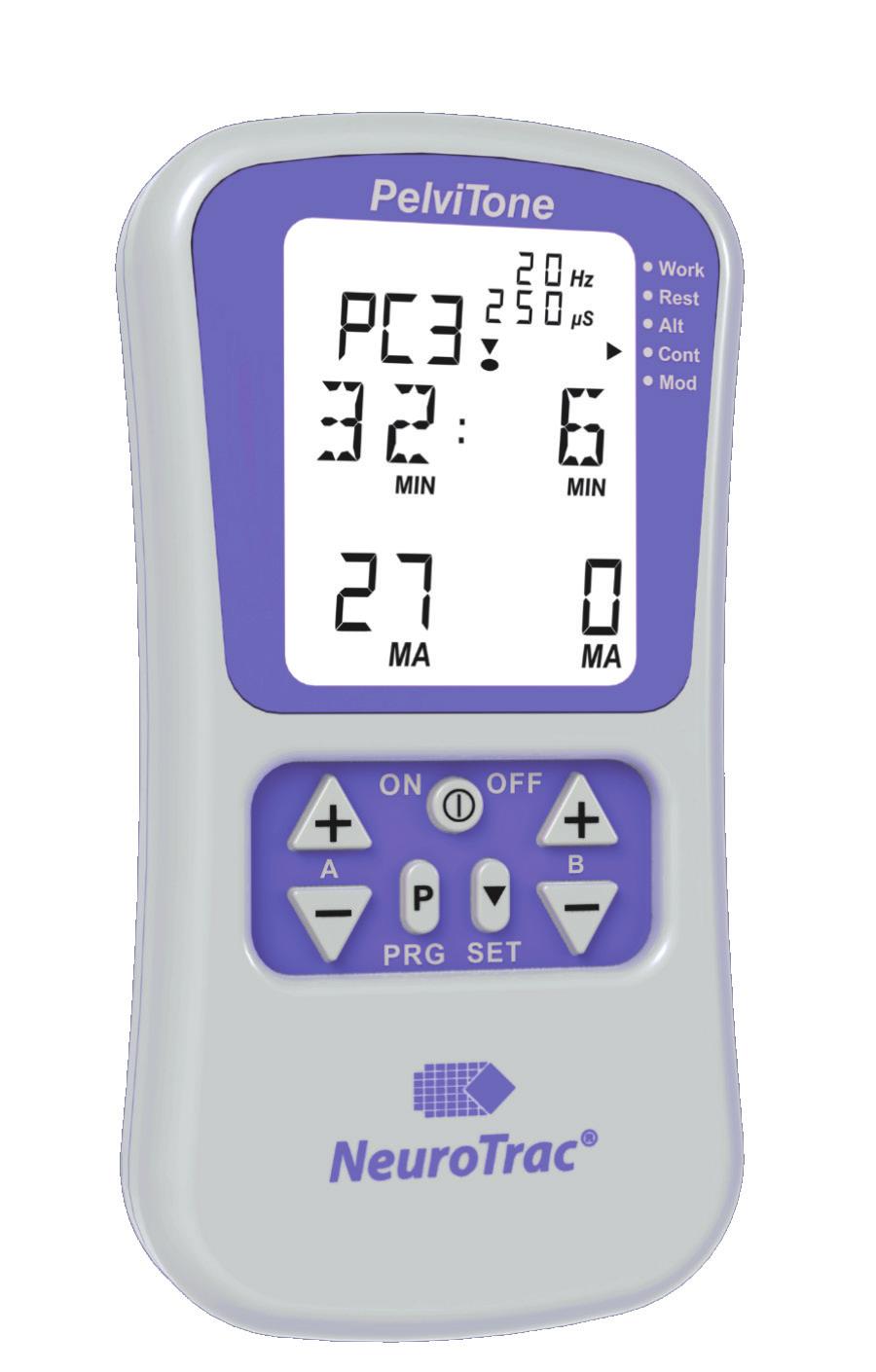 Incontinence Pelvitone Dual channel NMES device for Incontinence Electrical stimulation provided by PelviTone is used to treat urinary incontinence by sending a mild electric current to nerves in the