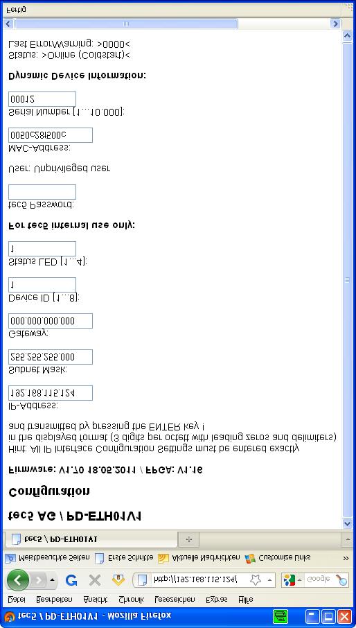 4. The IP address can be changed in this mask. IMPORTANT!: If the IP address is unknown, the system cannot be started.