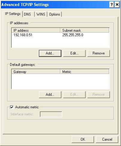 Attention: For most cases, you will need to enter in the IP address into an already existing static IP