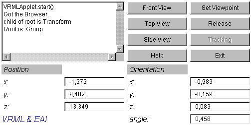 Figure 2: Applet GUI 3.4 Getting and sending parameters Parameters of position and orientation are sent from Master applet to server to be forwarded to all participants.