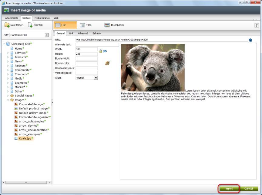 18 Kentico CMS 6.0 User s Guide 5. You will see a preview of the uploaded image.