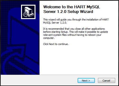 8. Click Next to continue the setup. 9. The License Agreement screen displays. Please review the license terms before installing HART MySQL Server 1.2.0.