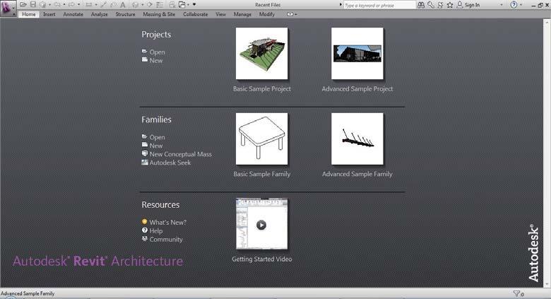 Introduction to Autodesk Revit Architecture 2012 1-11 Figure 1-6 The interface screen of Autodesk Revit Architecture 2012 option, you will be directed to http://wikihelp.autodesk.com/enu?