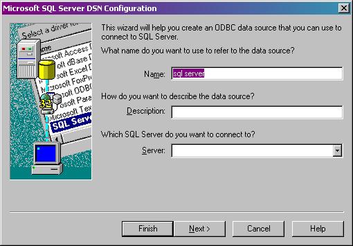 Choose SQL Server authentication as shown below and enter the SQL server