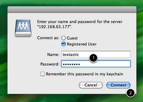 Enter credentials Enter user name and password you chose when